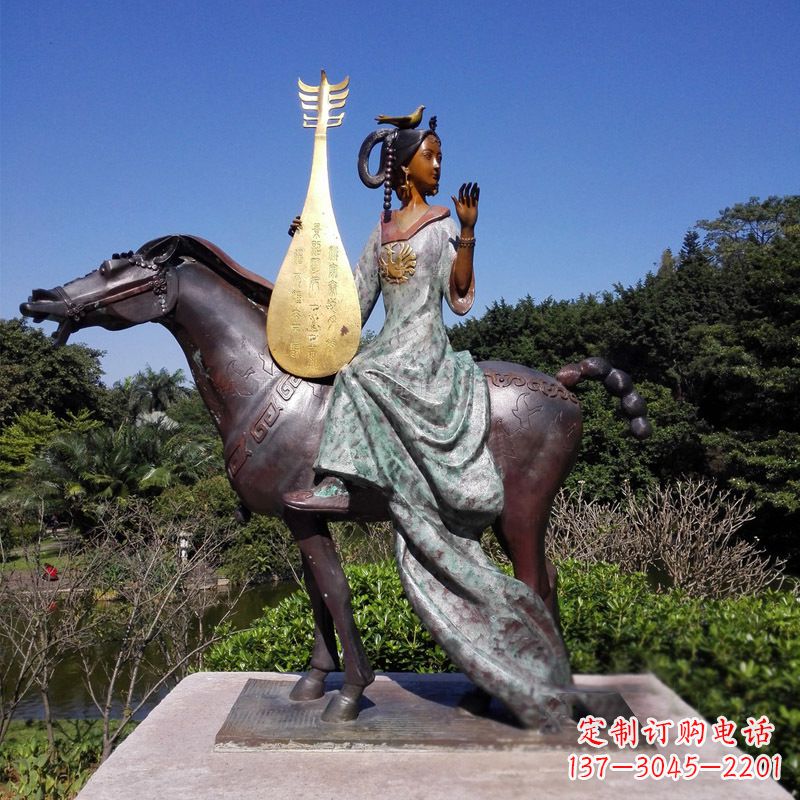 福建沉鱼落雁典故美女人物王昭君出塞铜雕像