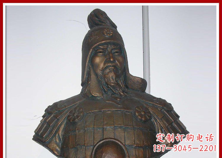 福建成吉思汗军事家玻璃钢仿铜胸像雕塑
