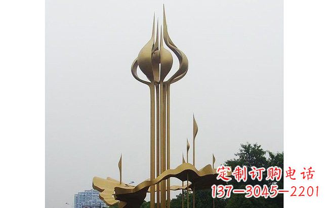 福建城市不锈钢抽象莲花雕塑