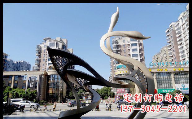 福建城市凝聚的美丽不锈钢天鹅雕塑