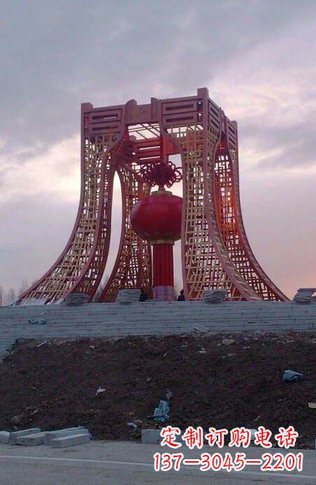 福建城市不锈钢发光的灯笼雕塑
