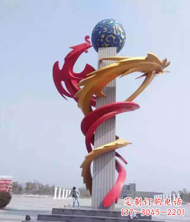 福建青铜龙柱景观雕塑城市的精神象征