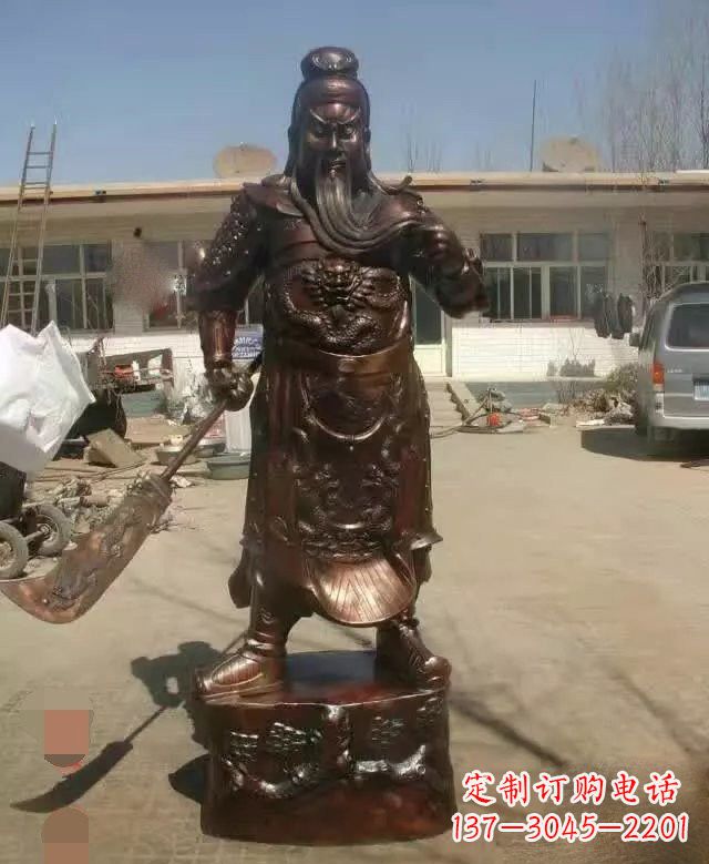 福建持刀关公铜雕