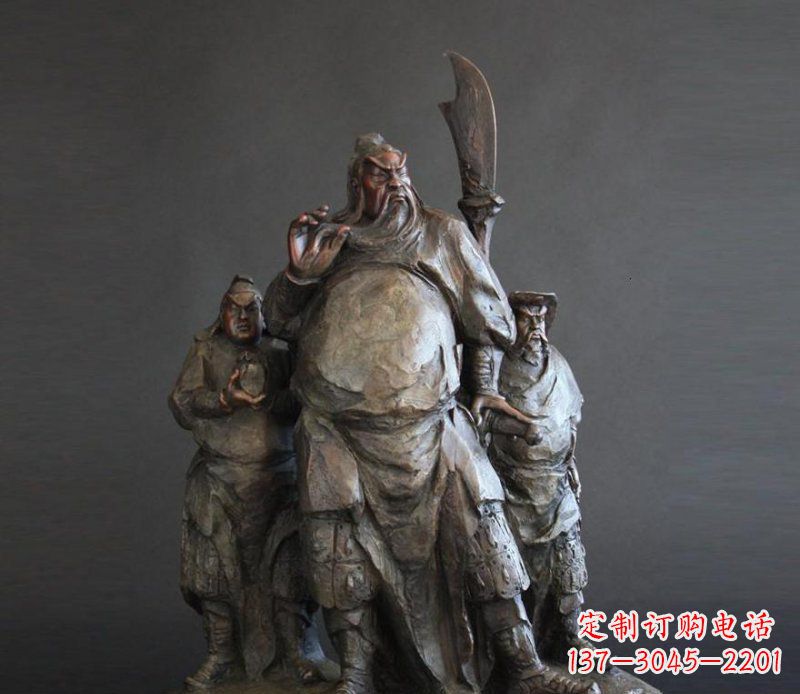 福建持刀关公招财玻璃钢仿铜雕塑 (2)
