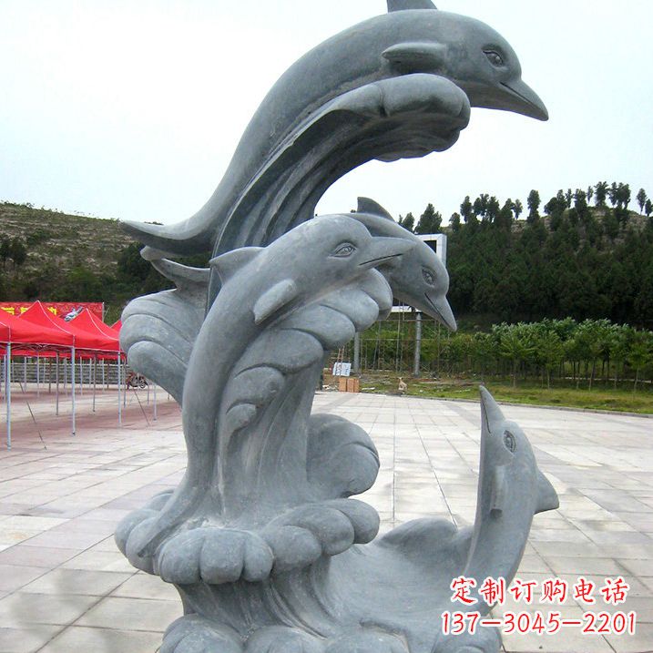 福建冲浪海豚大理石雕塑