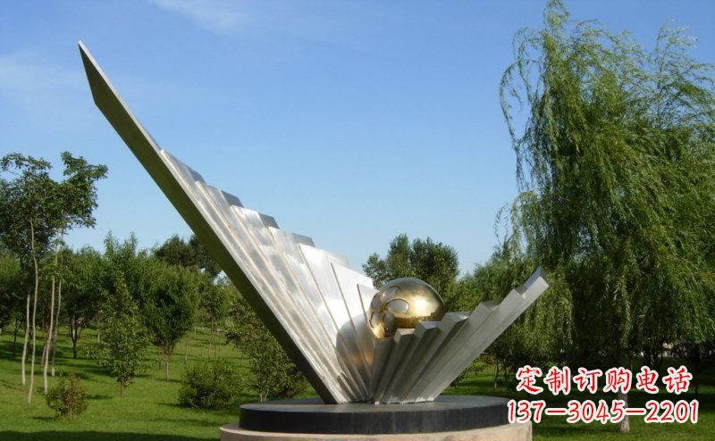 福建抽象贝壳和明珠公园不锈钢雕塑