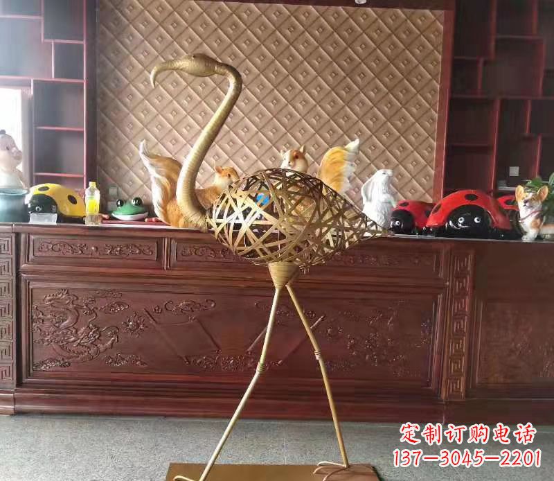 福建抽象编织火烈鸟铜雕