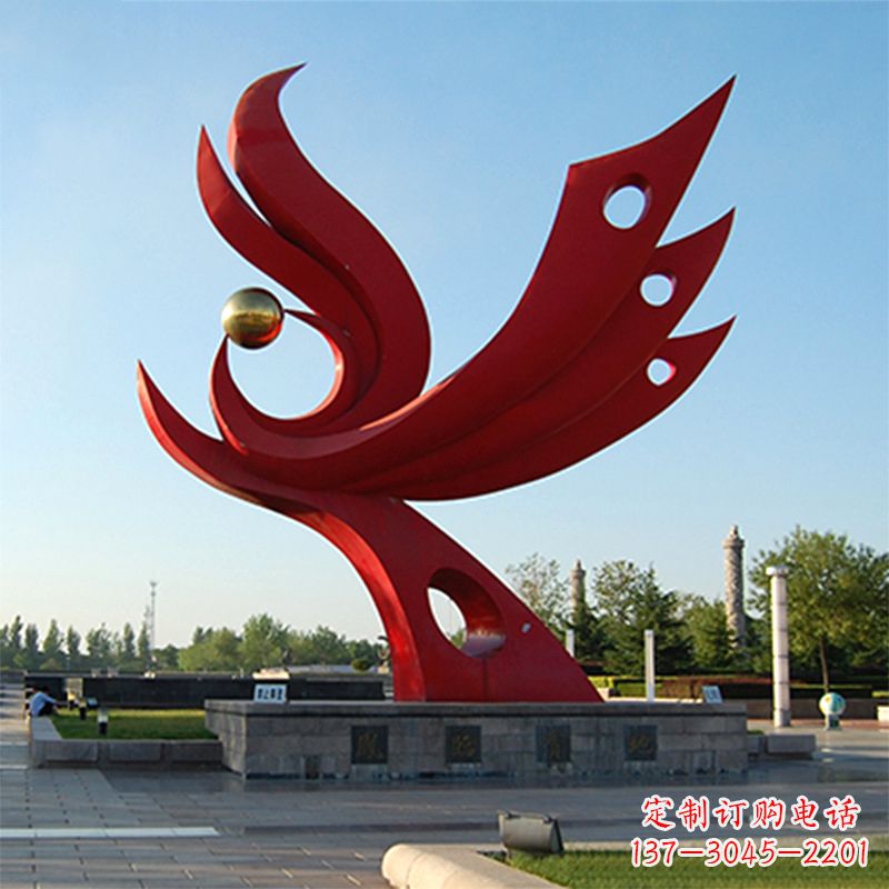 福建精美凤凰雕塑点缀公园园林景观