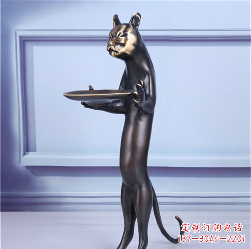 福建抽象动物猫铜雕