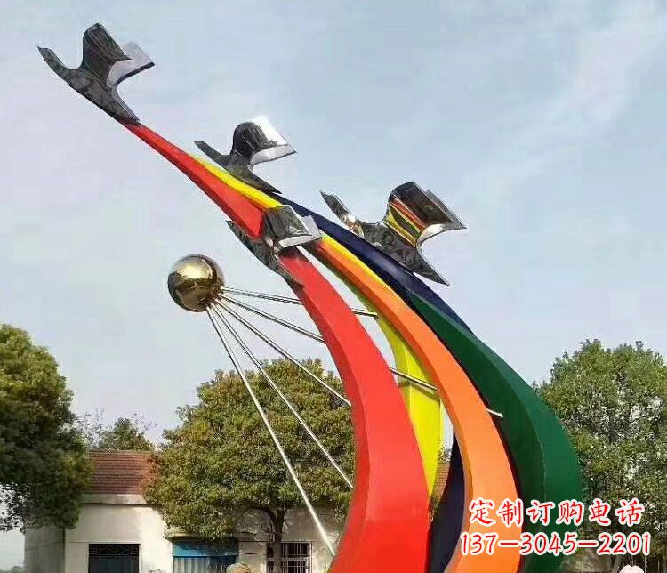 福建抽象和平鸽和太阳校园不锈钢雕塑