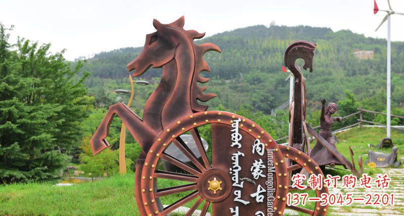 福建抽象马车不锈钢标志雕塑