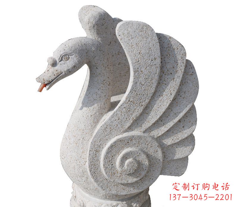 福建抽象喷水天鹅石雕 (2)