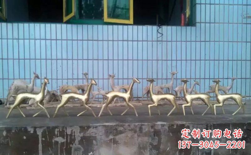 福建抽象小鹿公园动物铜雕