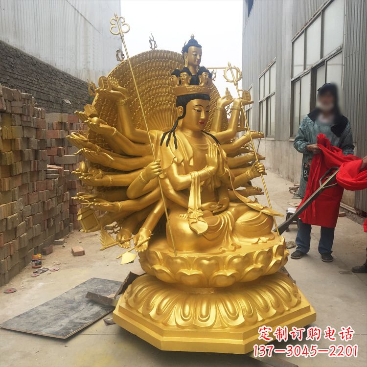 福建纯铜鎏金千手观音
