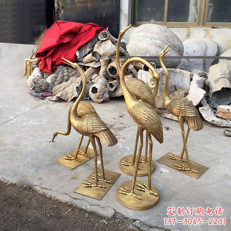 福建纯铜仙鹤雕塑