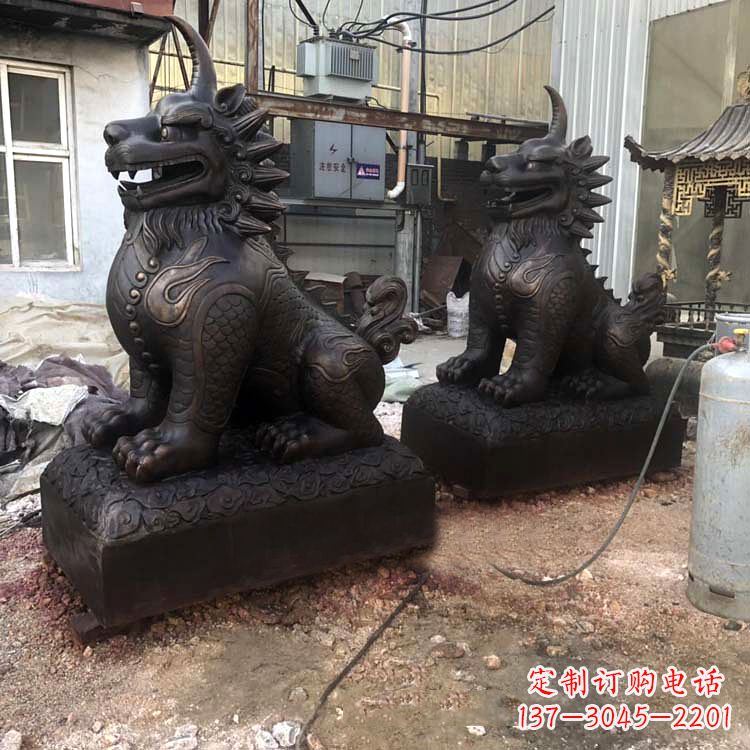 福建精美纯铜獬豸雕塑中国古代神兽雕刻之美