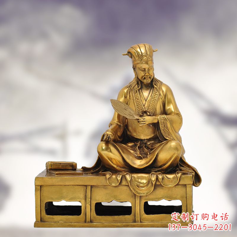 福建纯铜诸葛亮雕塑象征中国智慧