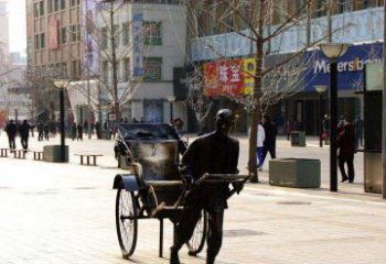福建黄包车雕塑弘扬步行街人物景观