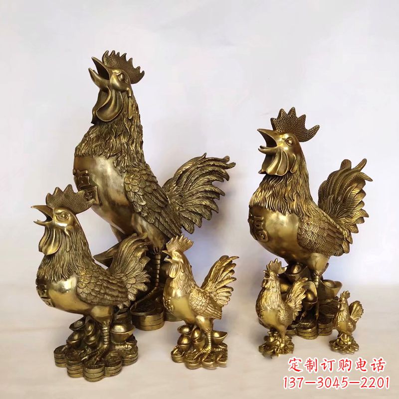 福建纯铜抓钱鸡雕塑