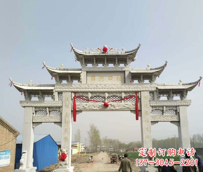 福建村口三门石雕牌楼 (4)