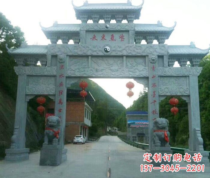 福建村口三门石雕牌楼 (3)
