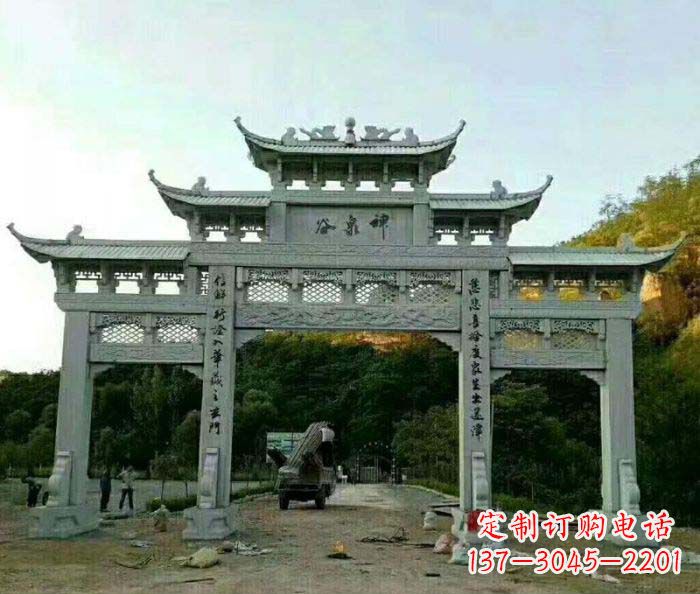福建村口三门石雕牌楼 (5)