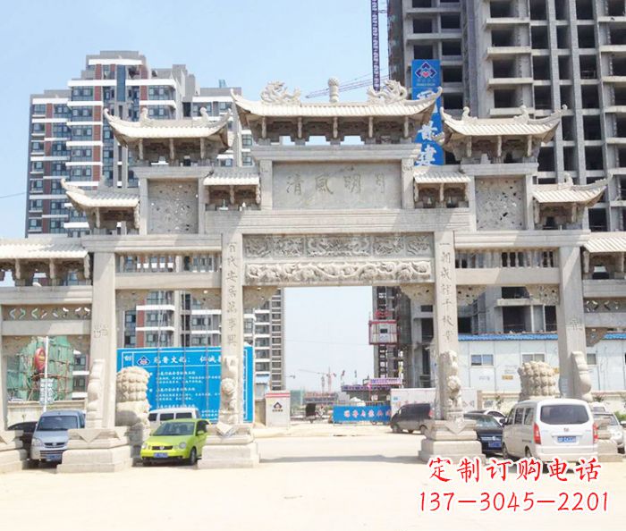 福建村庄大型石雕牌坊