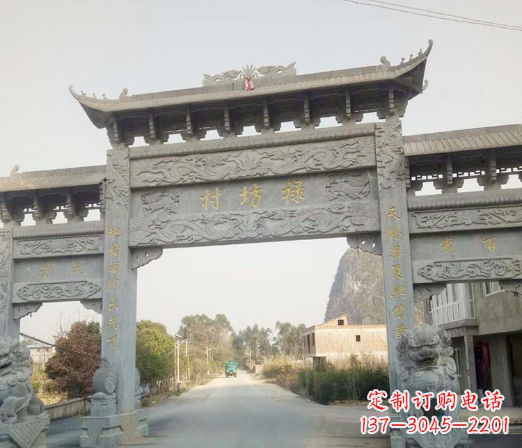 福建村庄石牌坊石雕 (4)