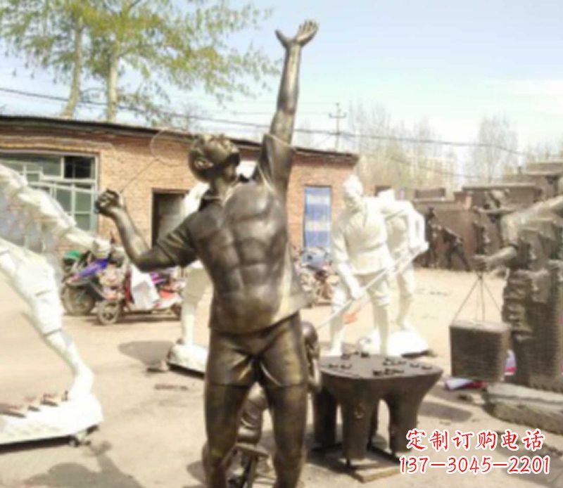 福建打羽毛球公园人物铜雕