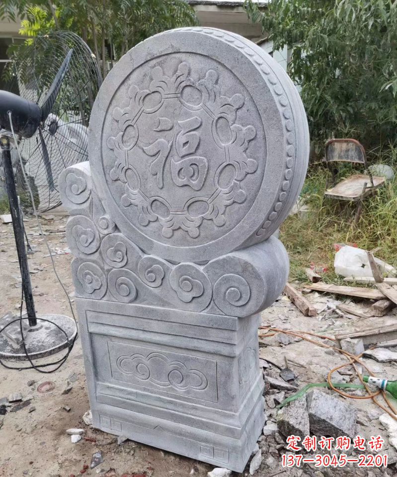 福建大理石抱鼓石雕镇宅门墩