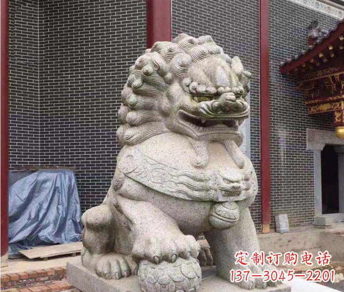 福建大理石踩球狮子石雕