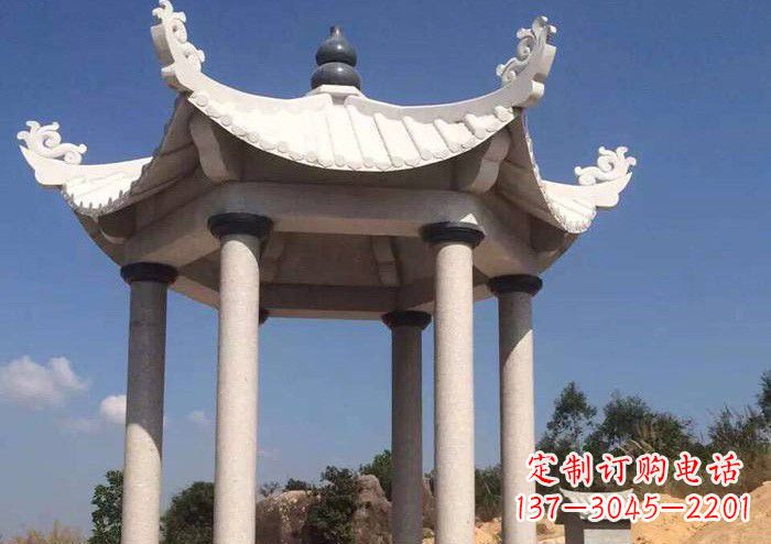 福建大理石单层凉亭石雕