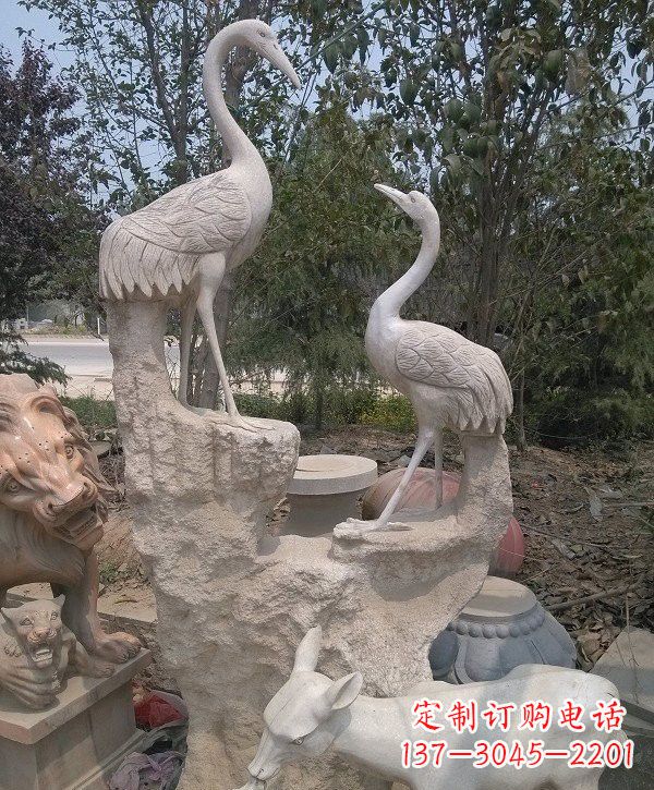 福建大理石雕刻丹顶鹤