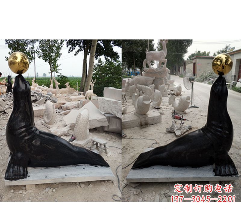 福建大理石海豹雕塑
