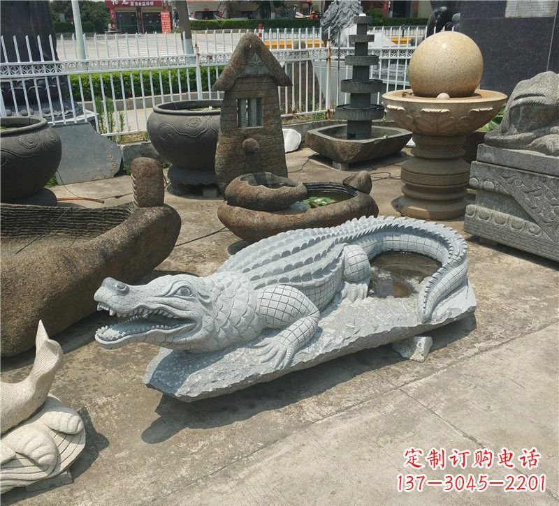 福建动物雕塑大理石鳄鱼