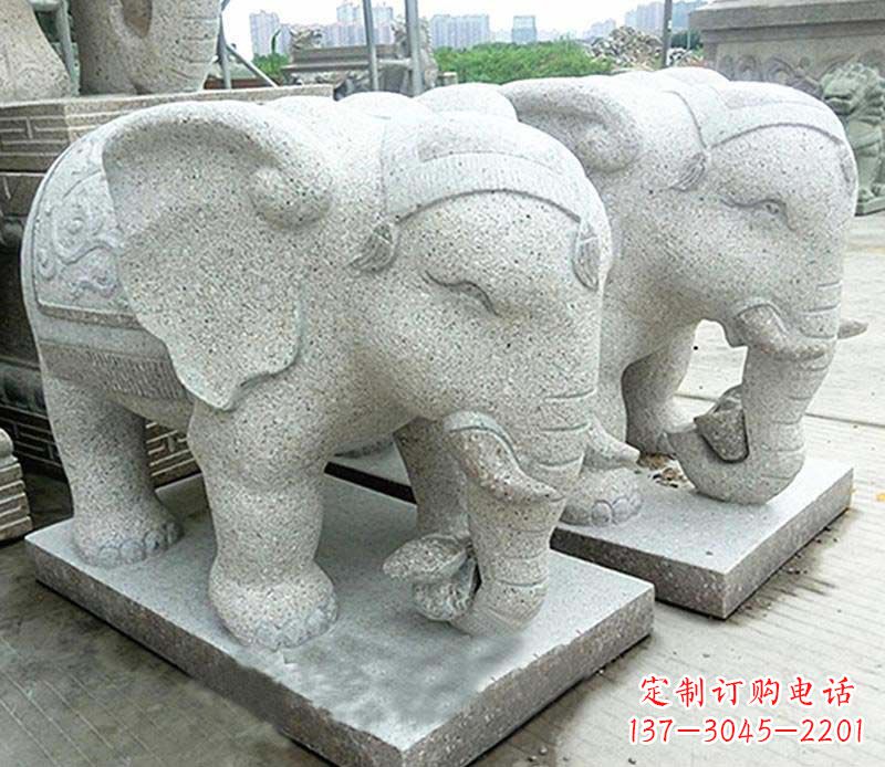 福建大理石制作的精美招财大象雕塑