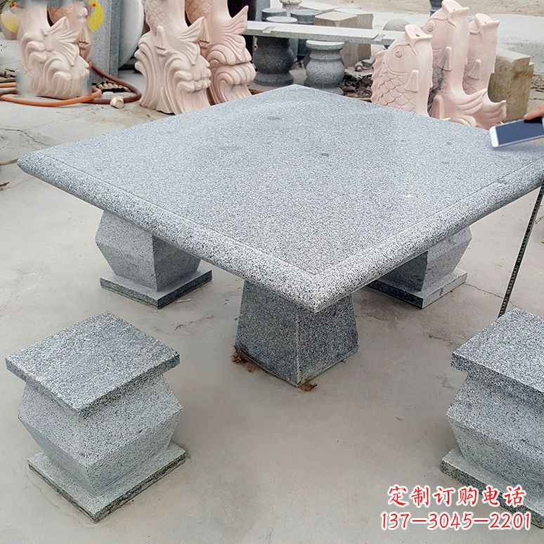 福建大理石户外石桌凳雕塑
