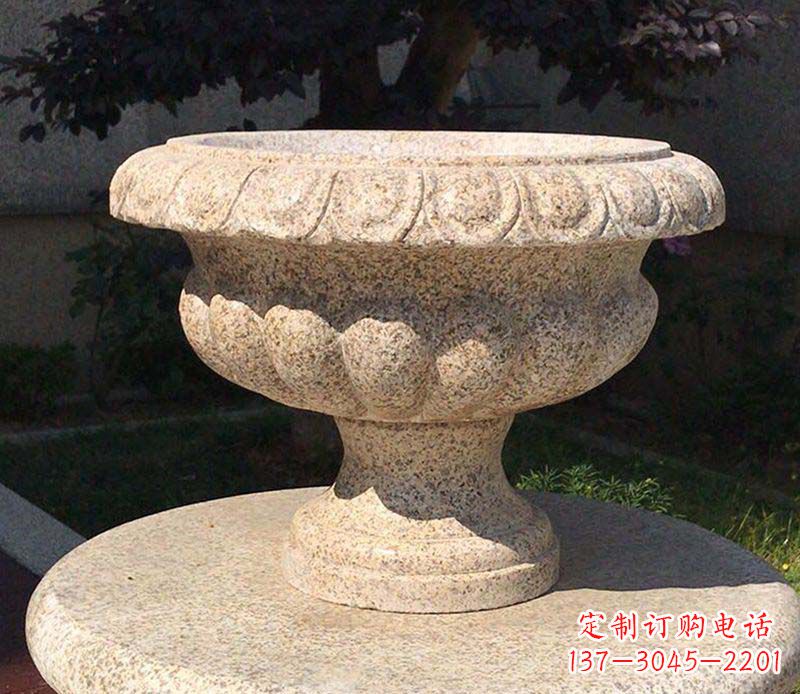 福建大理石花钵公园花盆石雕