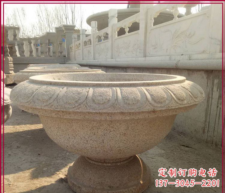 福建大理石花盆公园石雕