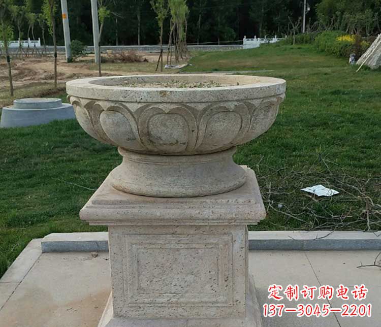 福建大理石花盆公园石雕_1