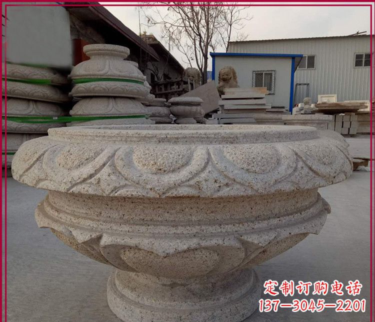 福建大理石花盆公园石雕_2