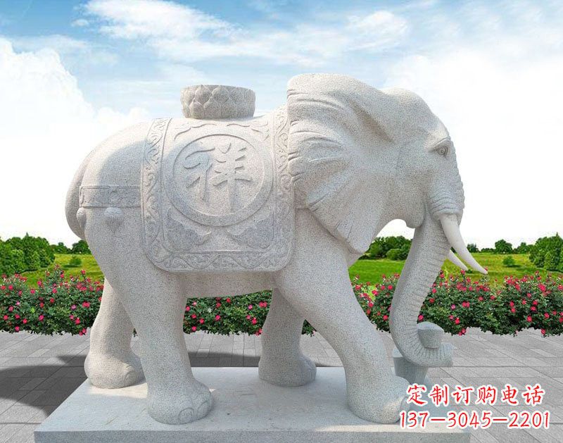 福建大理石吉祥大象石雕