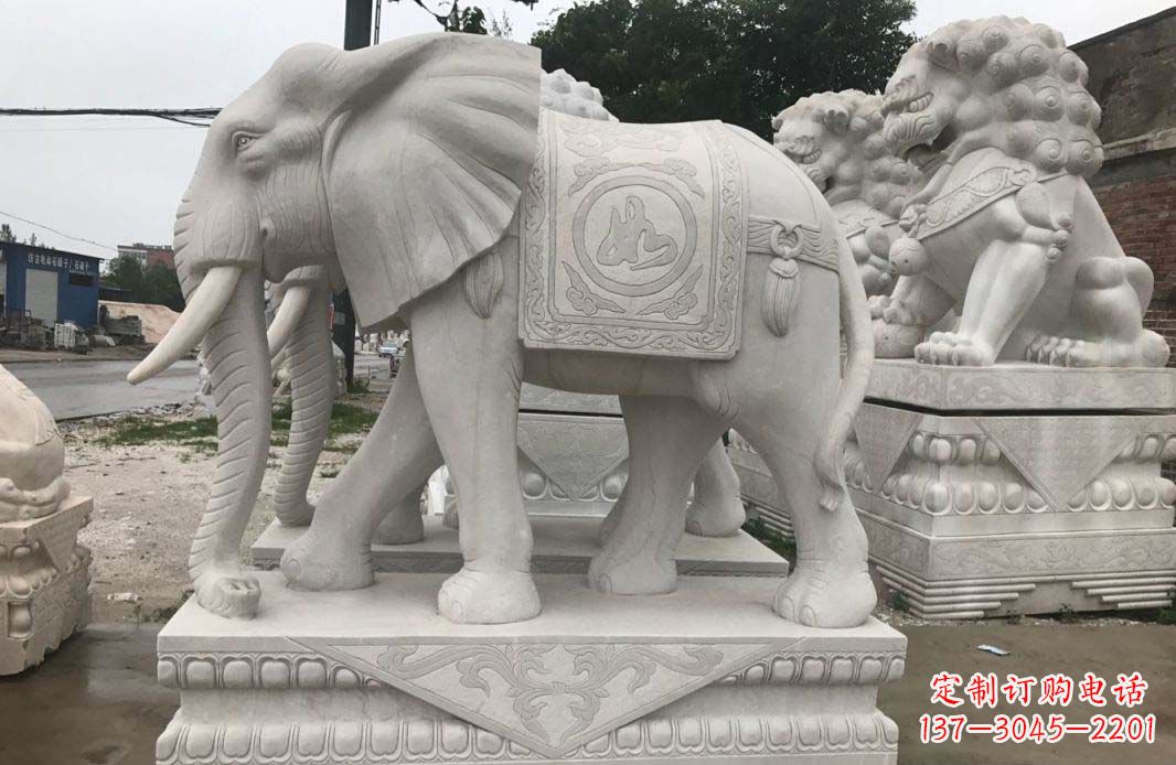 福建大理石大象雕塑
