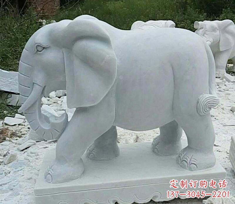 福建精雕细琢的大理石大象雕塑