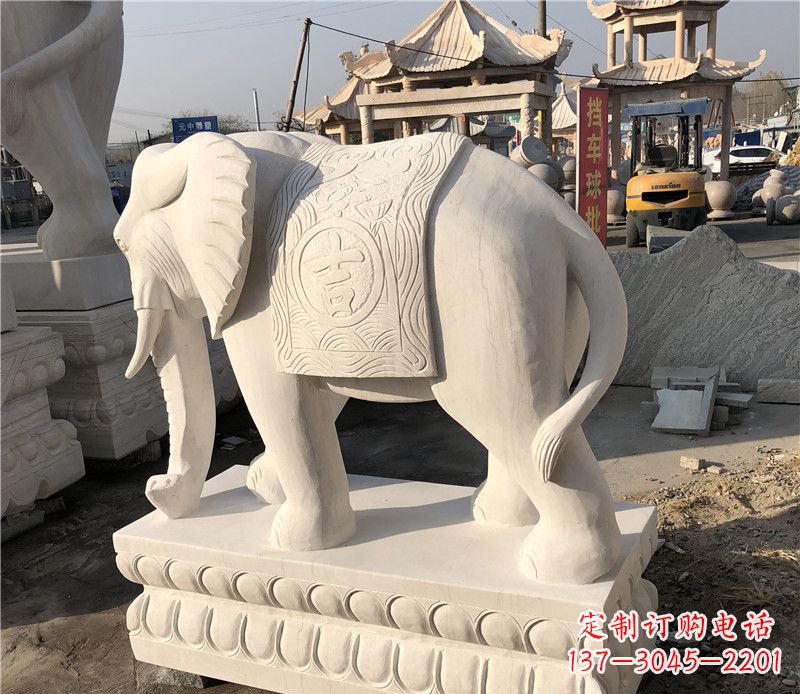 福建大理石卷鼻如意大象