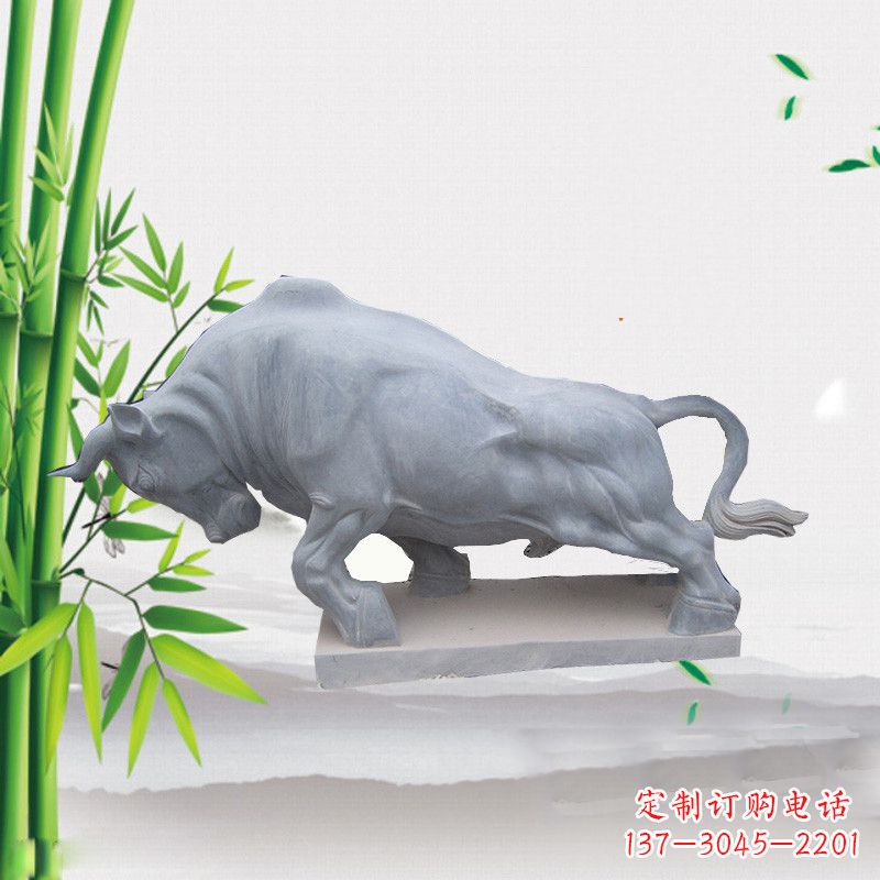 福建大理石开拓牛劲牛动物雕塑