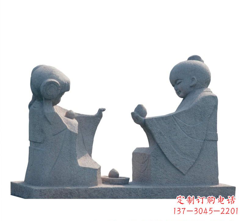 福建传统风情——大理石孔融让梨雕塑