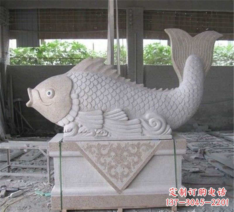 福建精美大理石"鲤鱼"雕塑