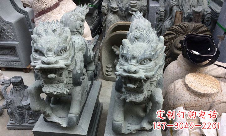 福建大理石立式麒麟门口镇宅石雕