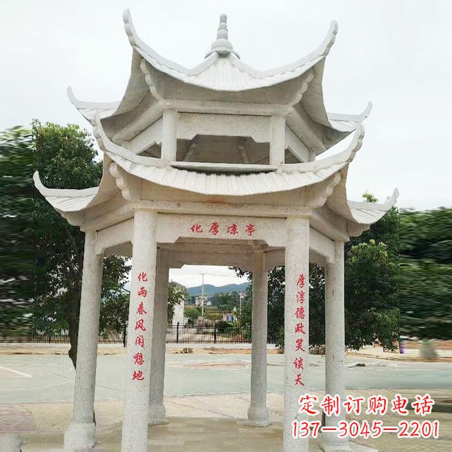 福建大理石凉亭双层